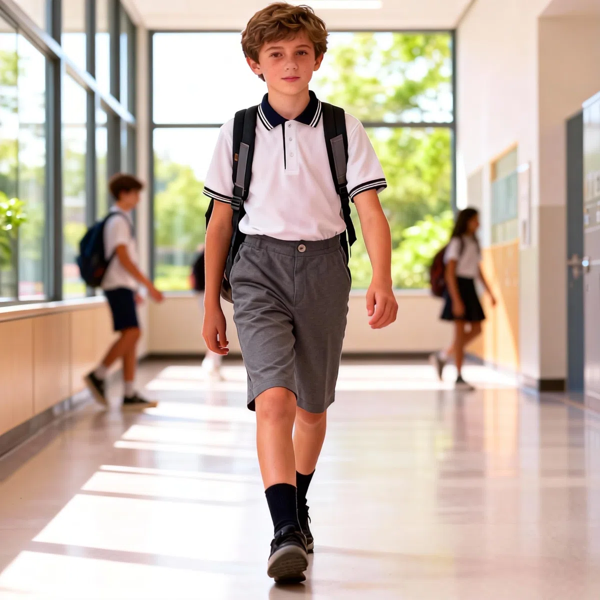 BIENZOE Ragazzi Cotone Divise Scolastiche Piatto Anteriore K?per Bermuda Shorts