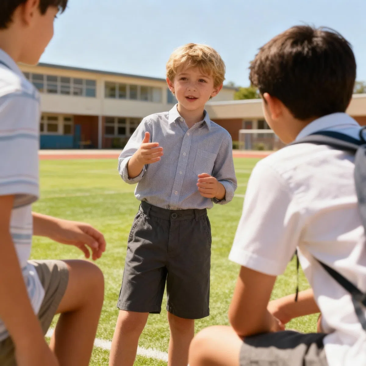 BIENZOE Ragazzi Cotone Divise Scolastiche Piatto Anteriore K?per Bermuda Shorts