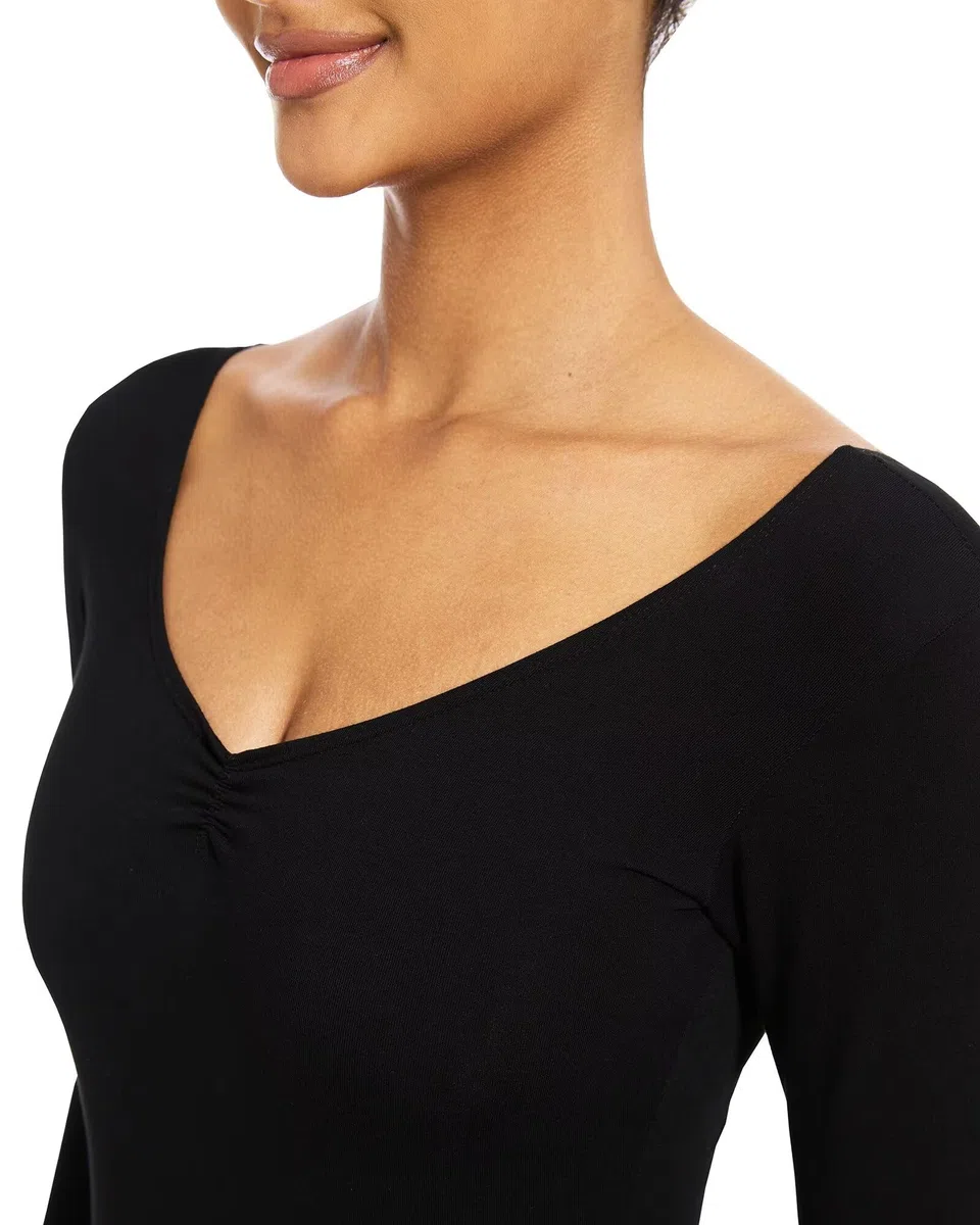 Body Danza Classic,Adulti Nero Cotone Manica Lunga Ballo Body Ginnastica Ritmica per Donna