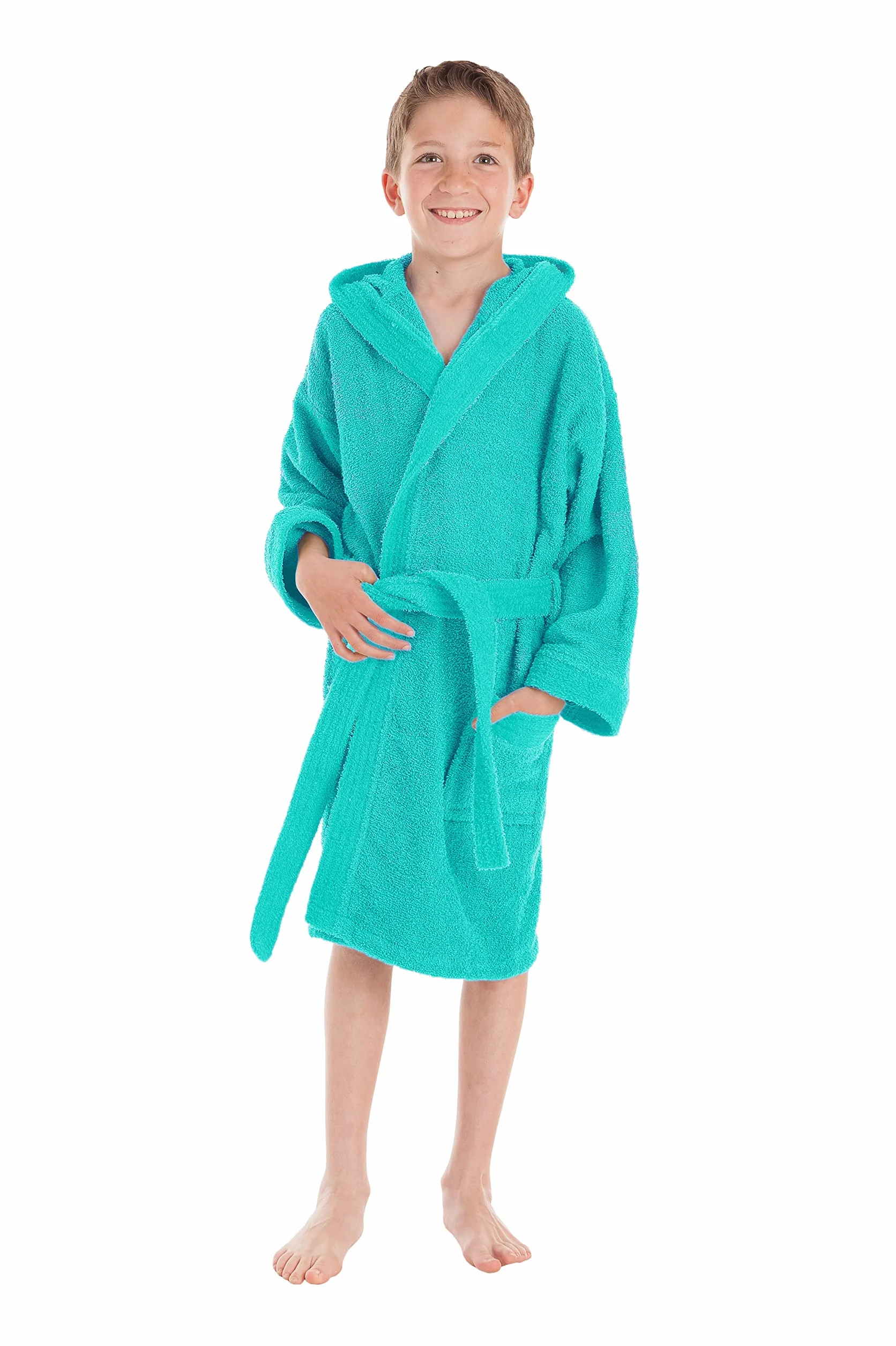 LEBENGOOD Accappatoio per Bambino e Bambina : Ragazzo e Ragazza, Unisex - 100% Cotone OEKO-TEX® Accappatoio Spugna- 2 Tasche, Cintura, Cappuccio