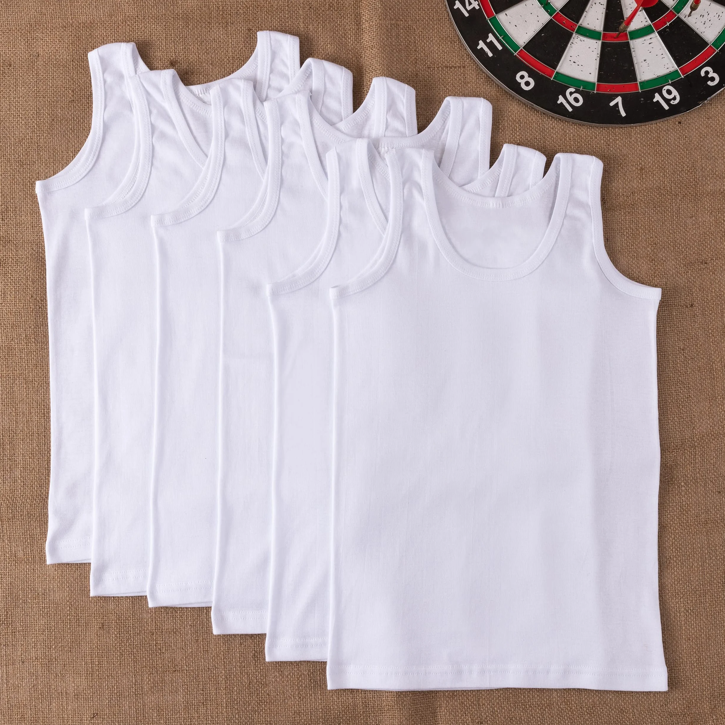 LOREZA ® 6 Canottiere da Bambino in 100% Cotone- Basics - 2-15 Anni