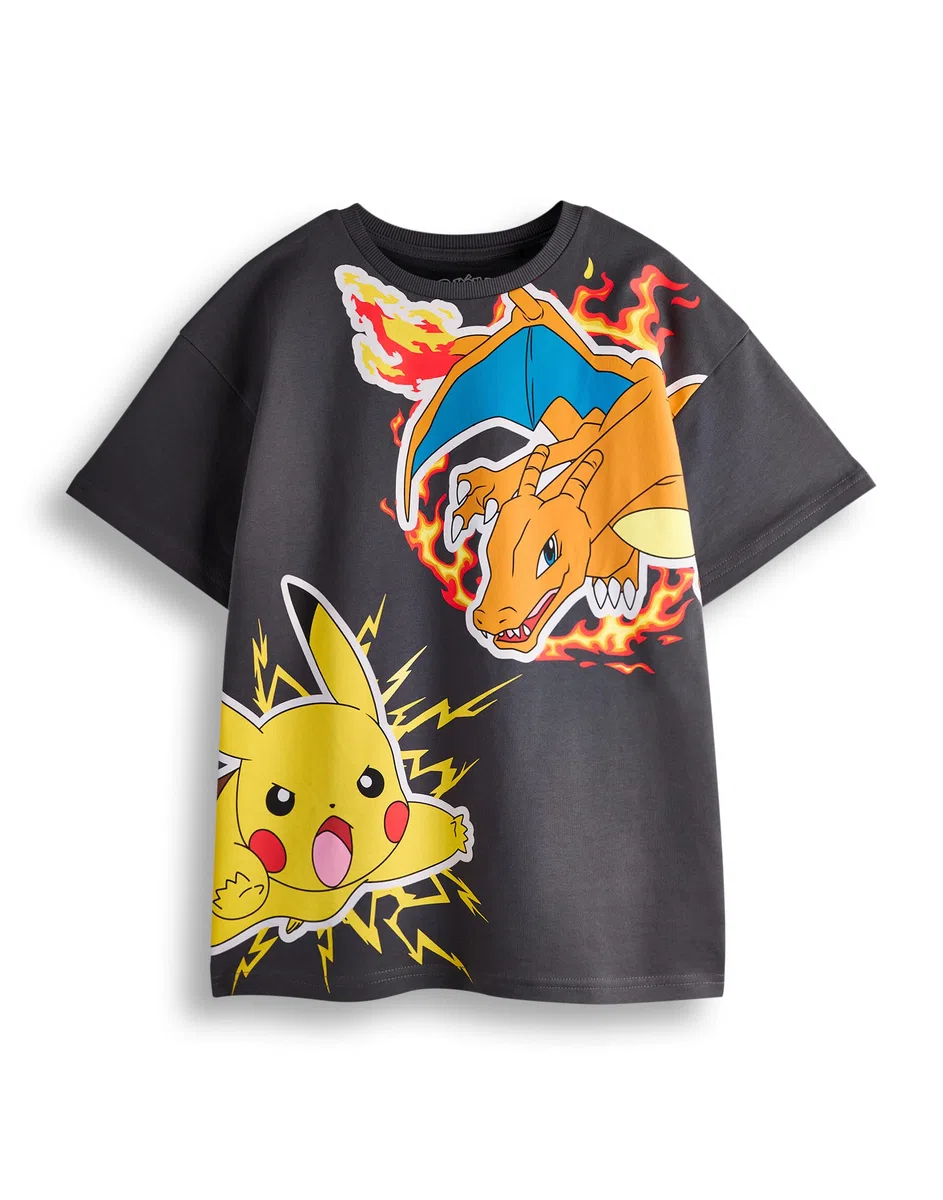 Pokemon Set di magliette e pantaloncini Boys | Kids Dark Grey Short Sleeve Graphic Tee & Bottoms Clothing Bundle | Pokeball di Pikachu Charizard Completo Outfit coordinato