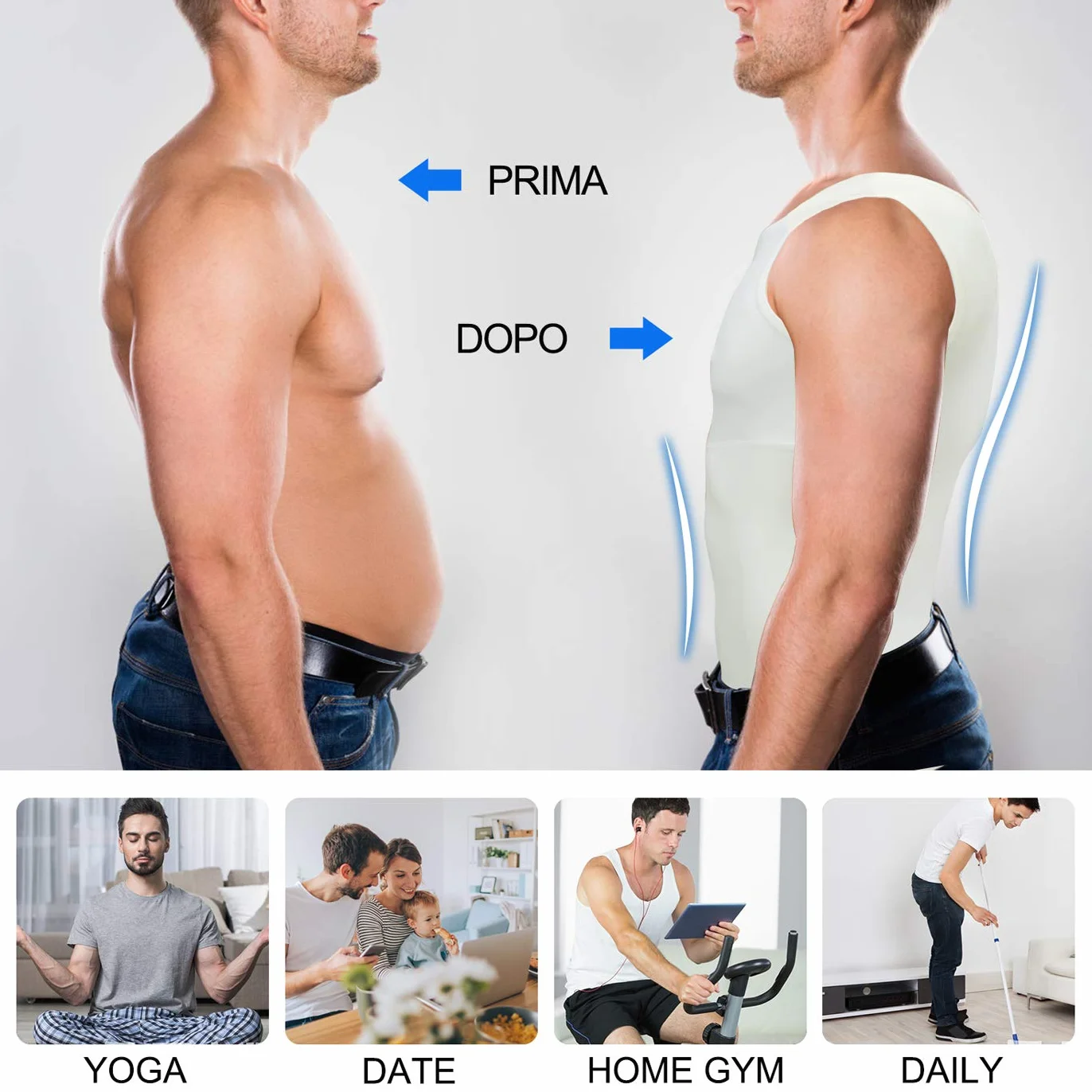 Maglietta Compressione Uomo Canotta Contenitiva Snellente Intimo Modellante Dimagrante Fascia Pancia Sportivo Fitness Canottiera…