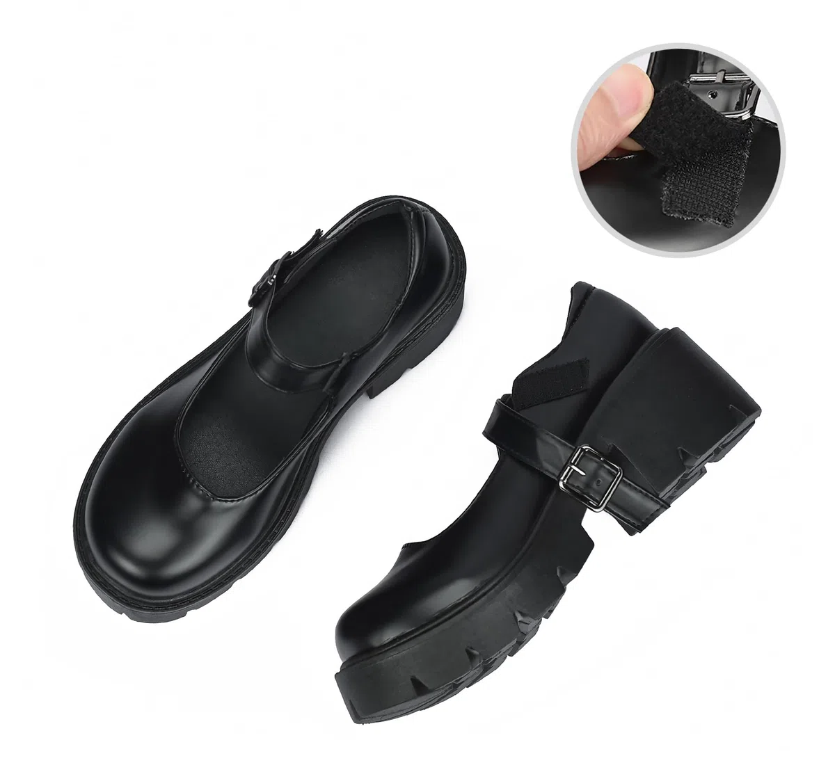 Mary Jane Plateau da Donna Scarpe di Piattaforma con Cinturino Comode con Tacco Largo Lolita