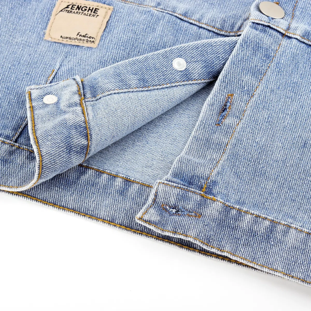 Bambino Denim Gilet Primavera Autunno Senza Maniche Giacca Ragazzi Ragazze Colletto Rialzato Top Tinta Unita Classico Casual Bottone Capispalla