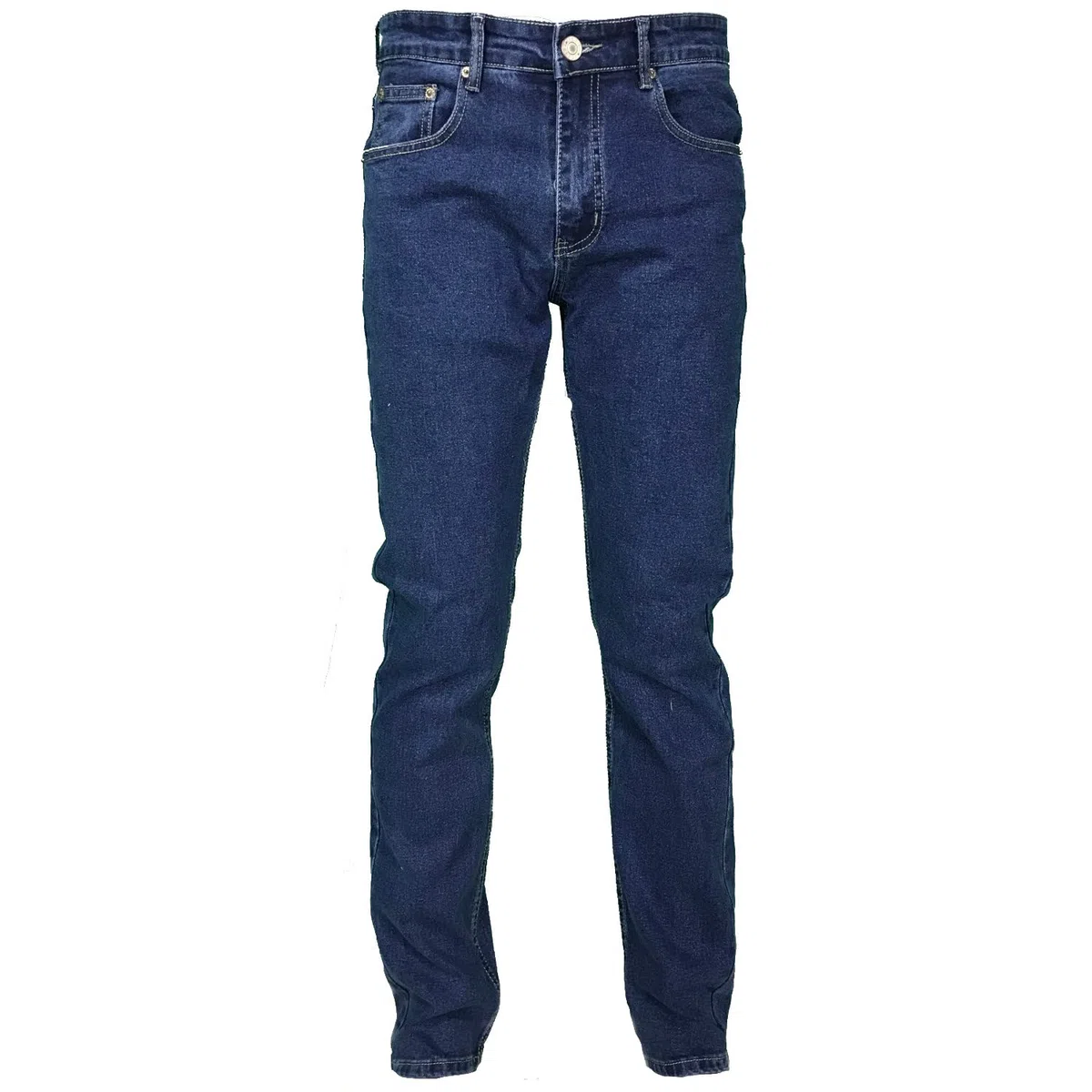 Jeans Uomo 5 Tasche Denim Regular Fit Gamba Dritta Elasticizzato Vita Alta