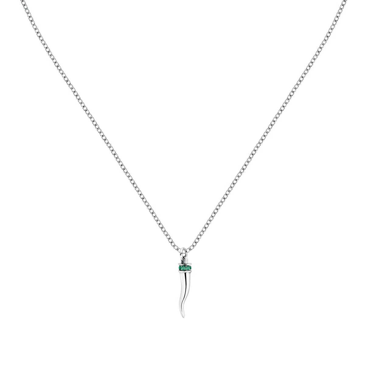 Morellato Collana Uomo in Acciaio e Cristalli con Pendente Cornetto, Collezione MOTOWN, Regalo Uomo