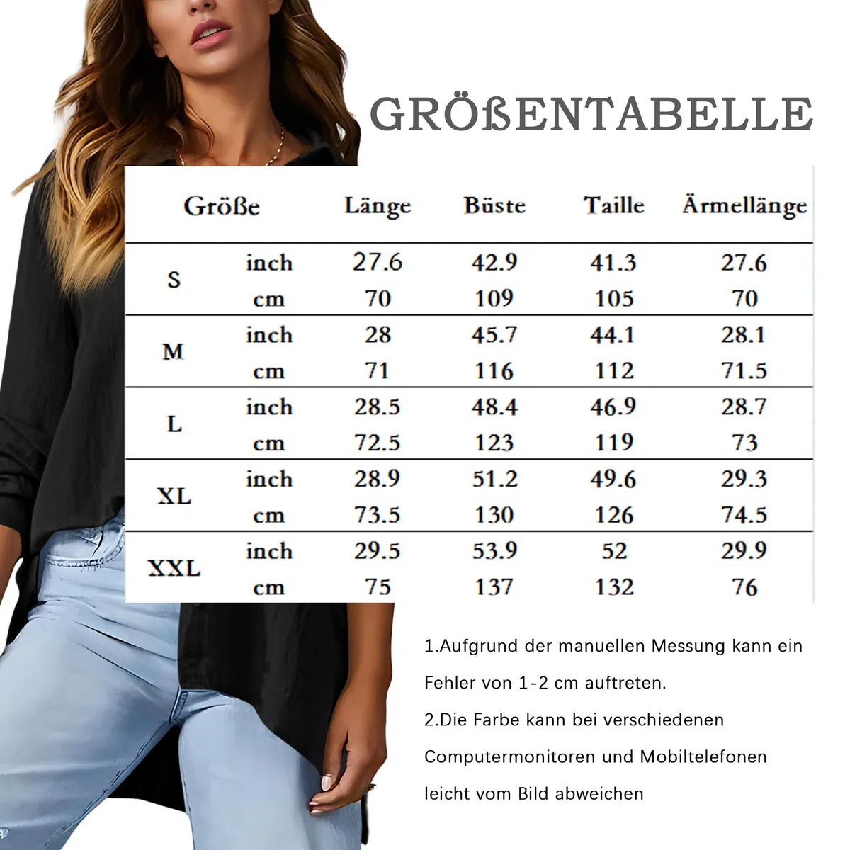 Nonsar Camicia elegante da donna, a maniche lunghe, con scollo a V, stile casual e alla moda, con taschino