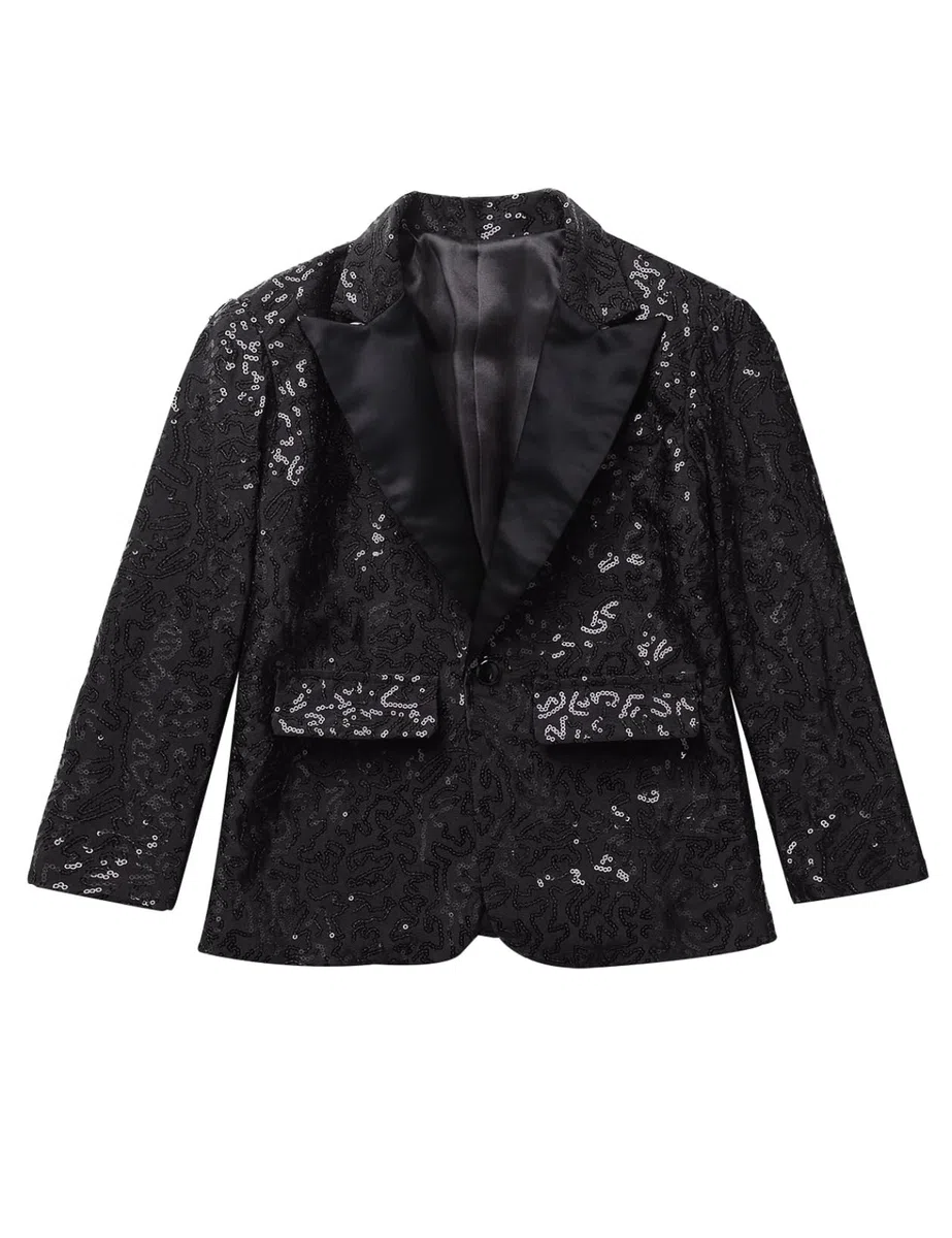 Bambino Ragazzi Blazer Giacca da Elegante con Paillettes Cappotto in Paillettes Formale Costume da Comunione Festa Partito Top Formale Battesimo