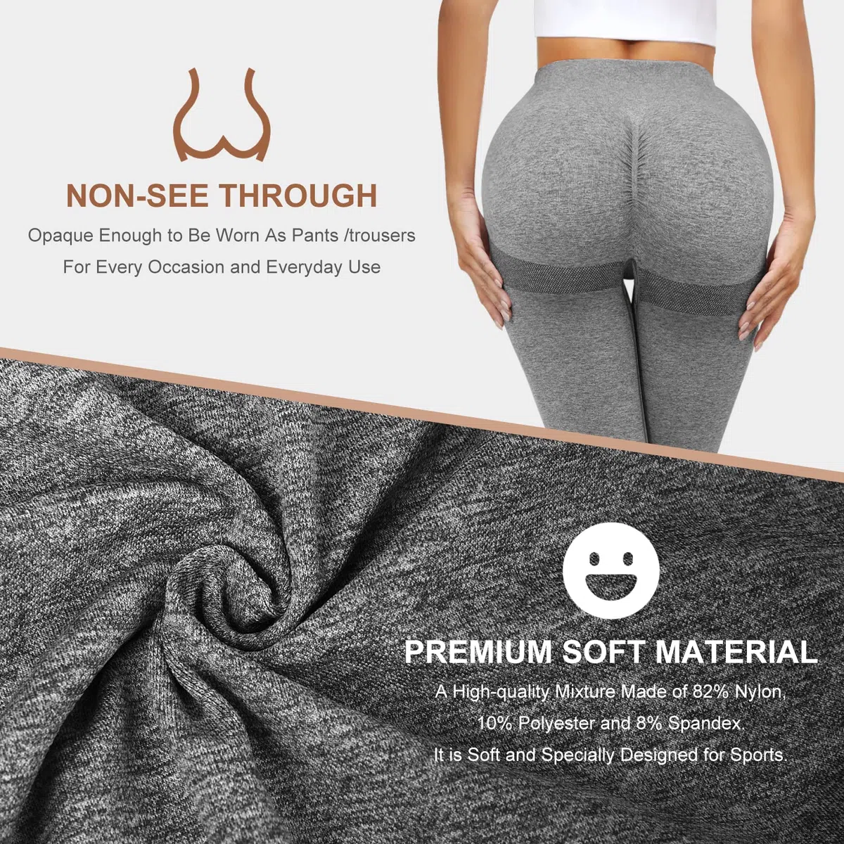 Yuson Girl Leggins Donna Sportivi Pantaloni 3/4 Vita Alta Anticellulite per Fitness Leggins Palestra Push Up Yoga Pants Controllo della Pancia Opaco Elastici Morbido Pantaloni Capri