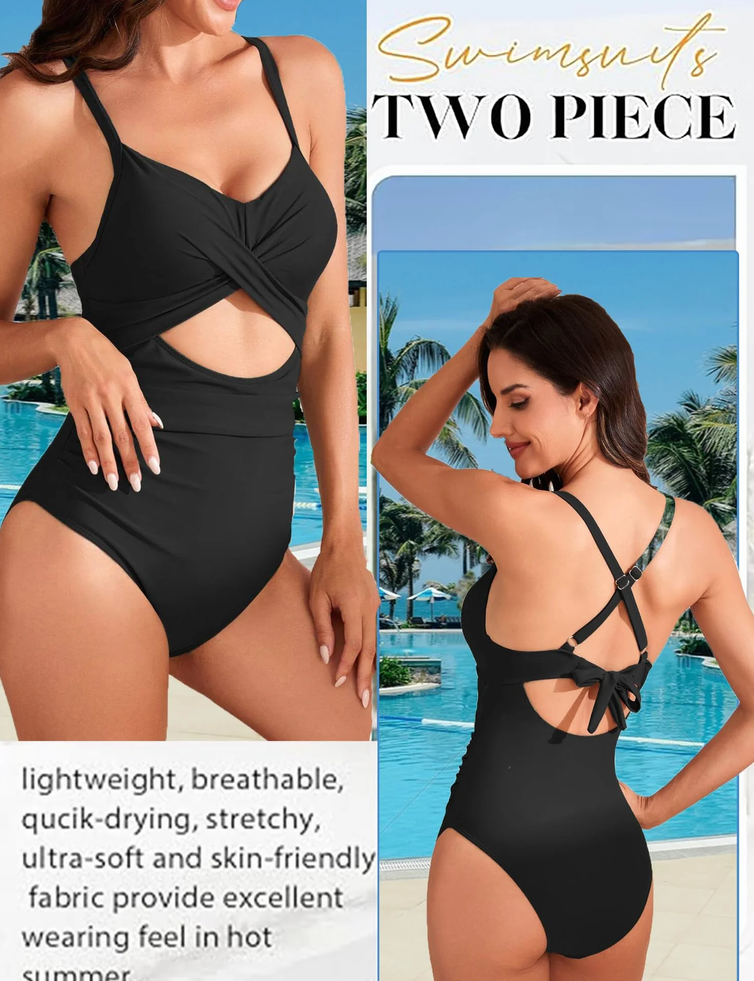 Costume da Bagno Intero Donna Sexy Scollo a V Costumi da Bagno Sling Regolabili Bikini Push Up Imbottito Reggiseno Curvy Vita Alta Costumi Un Pezzo Controllo Pancia Spiaggia Beachwear Swimwear