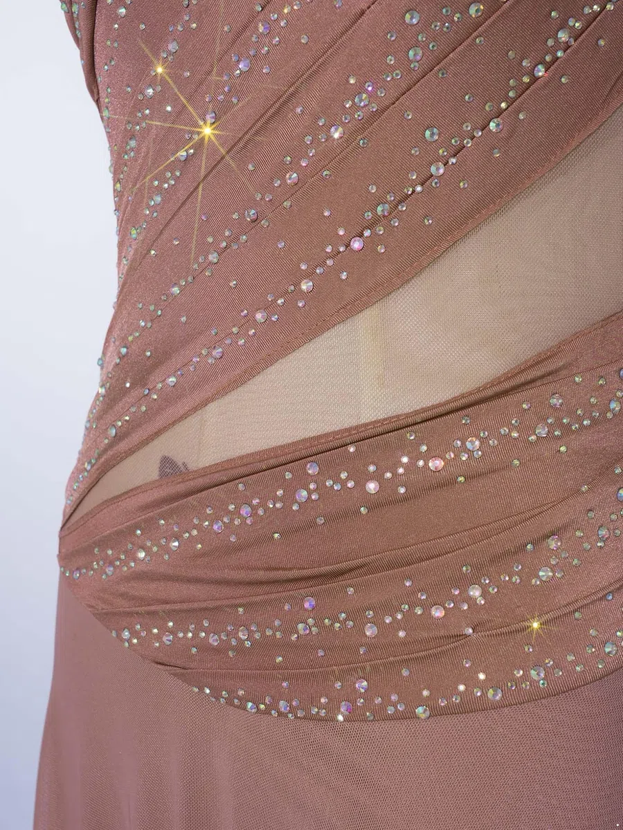 Oyolan Vestito da donna Pattinaggio Artistico Body Ginnastica Danza Strass senza maniche Vestito Danza Contemporanea S-XXL