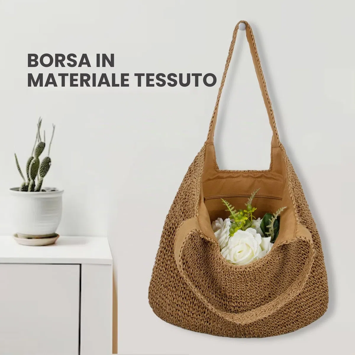 EVEOUT Borsa Tote in paglia intrecciato Donna Grande bohémien Borse a spalla in rafia per spiaggia vacanza l'Estate