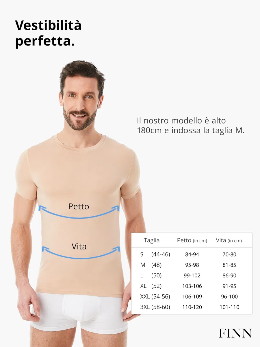 FINN Maglietta Intima Business Uomo a Manica Corta con Collo Rotondo - Maglia Sottogiacca in Originale Tessuto Lenzing® Modal - La T-Shirt Perfetta sotto Camicia e Abito