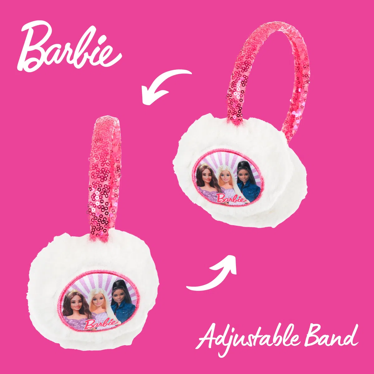 Barbie Cappello, Sciarpa, Guanti e Paraorecchie per Ragazze, Berretto Invernale per Bambina Design Scintillante, Regalo per Bambine