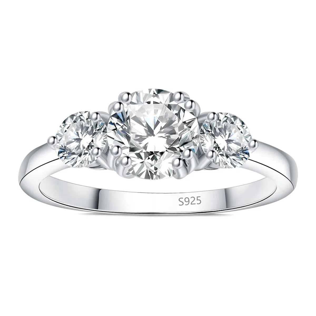 JewelryPalace 1ct Classico Anello a Tre Pietre Donna Argento con Cubica Zirconia, Anelli Donna 925 con Pietra a Taglio Rotondo, Fede Nuziale in Tre Ori Anello Matrimonio Set Gioielli Donna