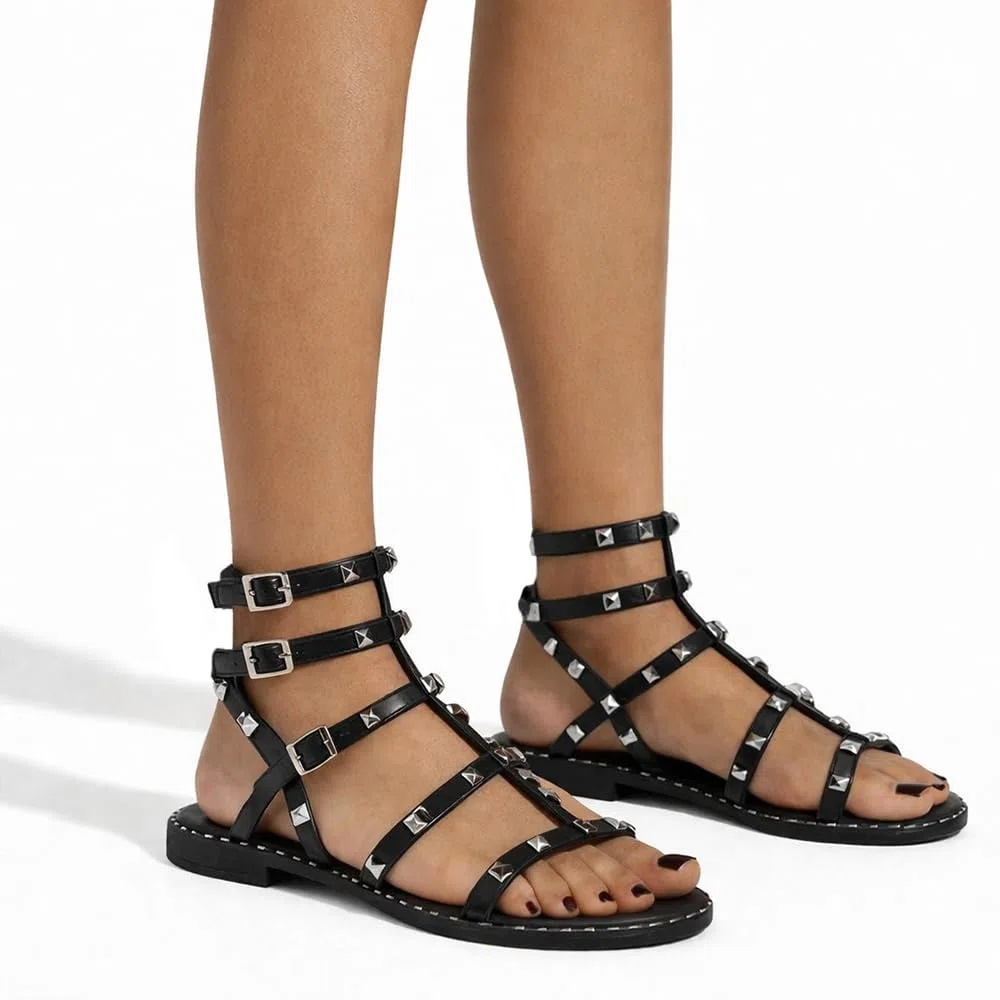 IF Fashion Scarpe Sandali Infradito Gladiatore Stivali Estivi da Donna Con Borchie Pelle Sintetica 6868-136
