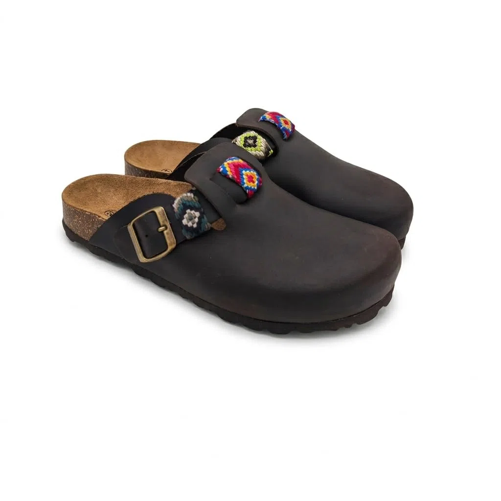 Suerte Meravigliosi Sabot Donna in Pelle, Eleganti Zoccoli Chiusi Davanti, Ciabatte Estive e Invernali in Cuoio