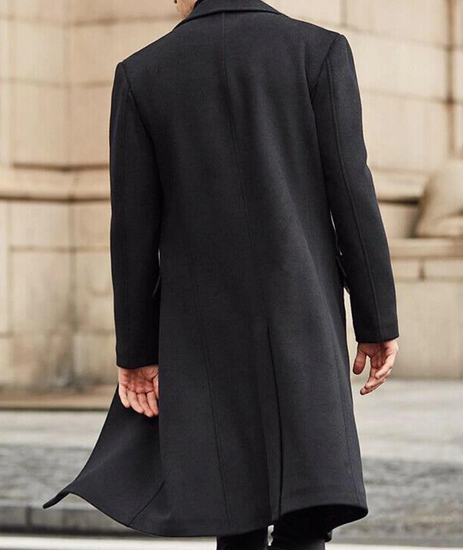 ECDAHICC Uomo Casual Slim Fit Cappotto di lana Giacca Lunga Collo Tacca Trench Monopetto Cappotto Inverno Caldo Capispalla