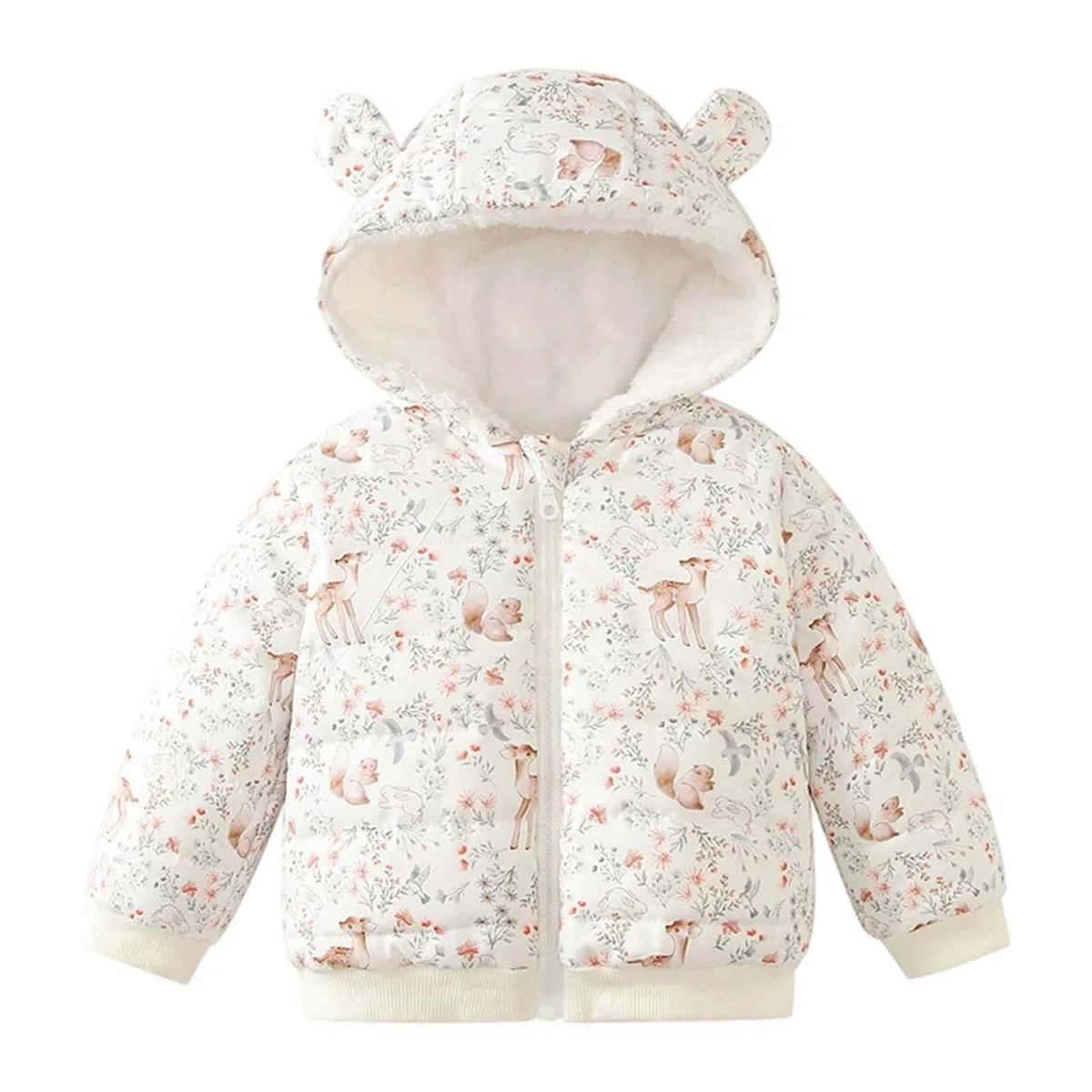 Generisch 2026 Piumino da ragazza Inverno Caldo Cappotto Floreale Per I Neonati Bambini Capispalla Morbido Leggero Isolato Antivento, bianco, 18-24 Mesi