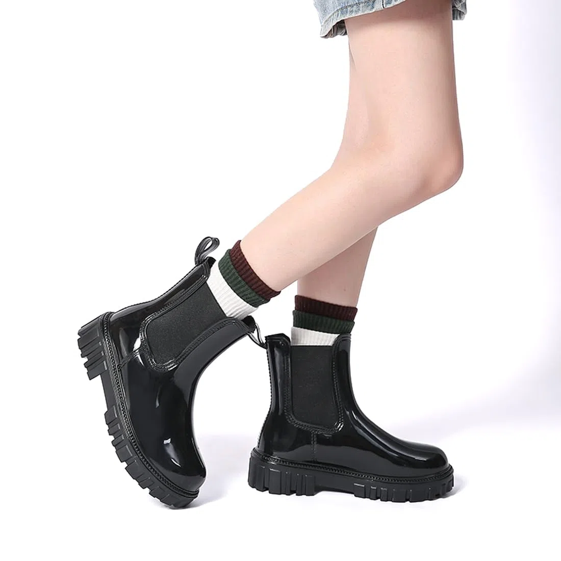 Harssidanzar Donna Stivaletti Pioggia Impermeabili Chelsea Boots,Stivali da pioggia antiscivolo e scarpe da giardino per donne con solette confortevoli HL211EU