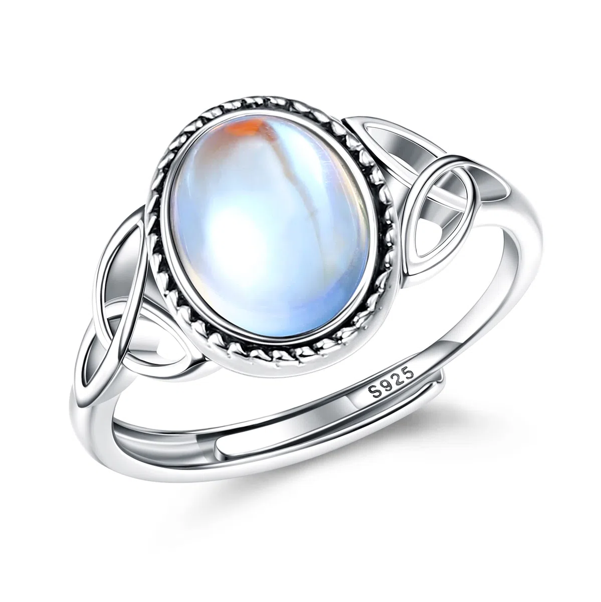 Milacolato Anello Argento 925 per Donna Ragazza Anelli Pietre di Luna Regolabile Aperte Anello CZ Triangolo Celtico Vintage, Anello Pietre Cuore Ovale Rotondo Gioielli per Lei anello