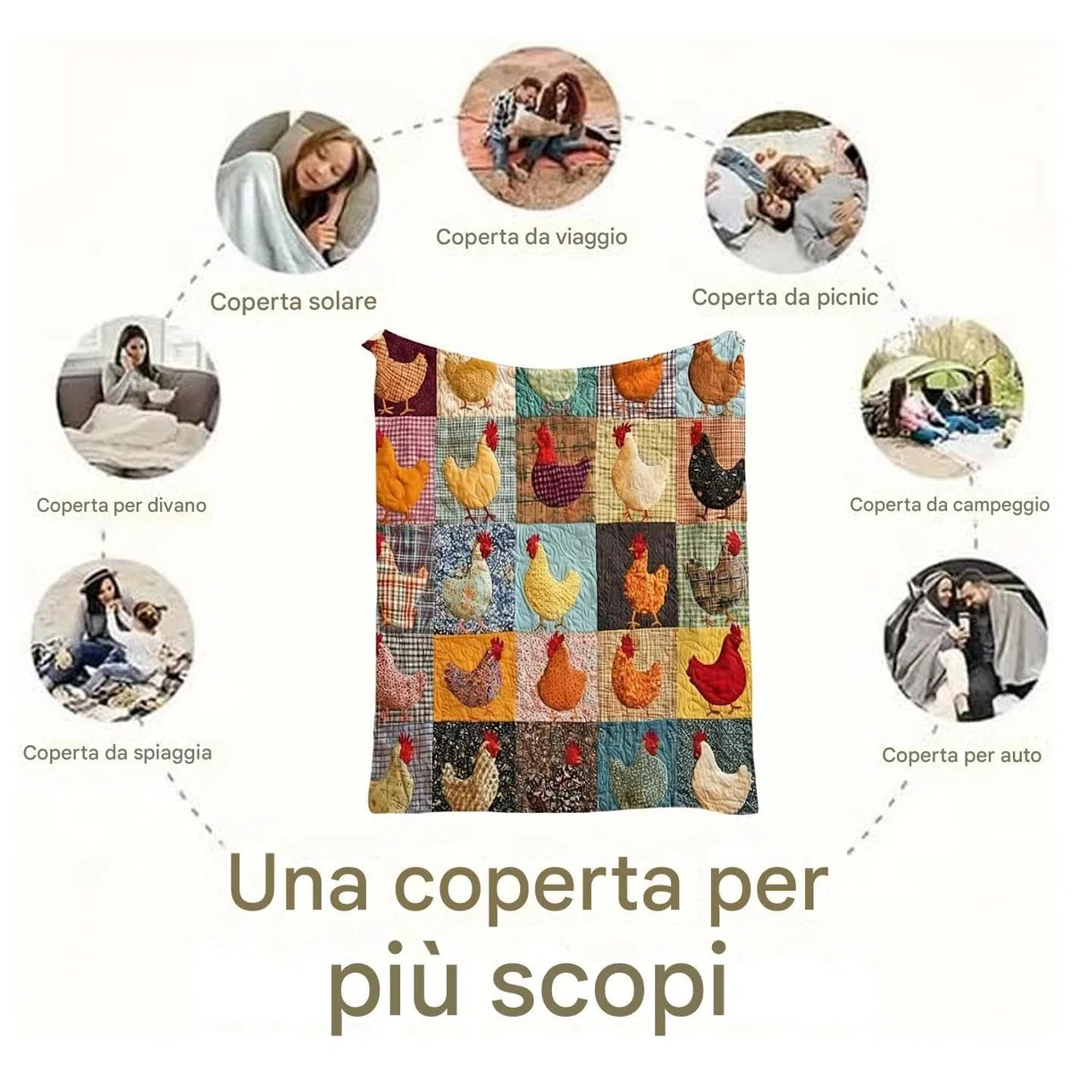 Coperta Gallo - Trapunta Morbida e Traspirante Trapunta Lavabile in Lavatrice | Carina A Tema Gallina | Per Famiglia Picnic Divano Interno Casa Camera Da Compleanni Inaugurazione Casa