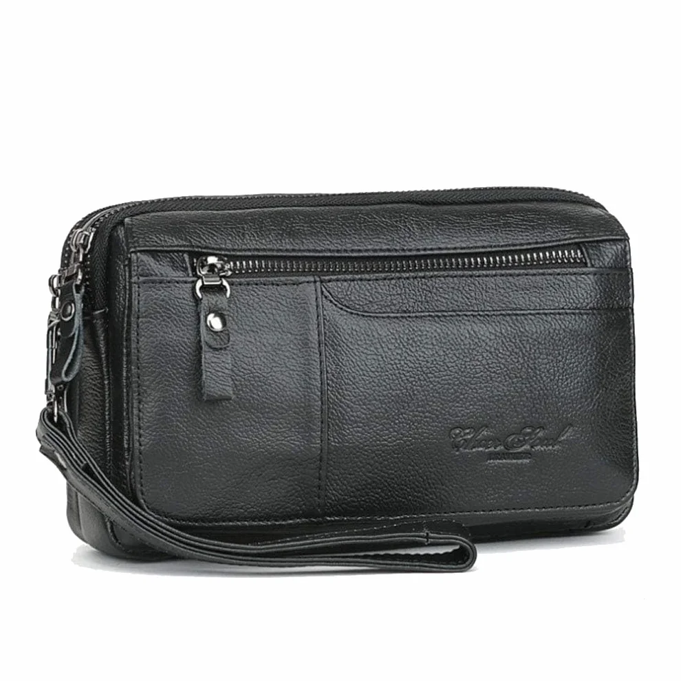 Pochette in pelle borsa da polso per uomo donna viaggi d'affari all'aperto organizzatore cinturino da polso marsupio portamonete portamonete tasca multipla porta telefono iPhone 7 Plus/8/8 Plus/X, #01