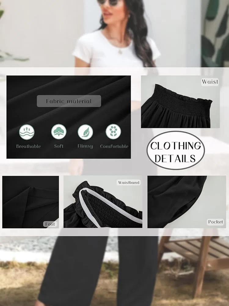 Cicy Bell Pantaloni Del Donna Dritto Locker Elastico Largo Pantaloni Da Gamba Vita Palazzo Pantaloni Con Tasche
