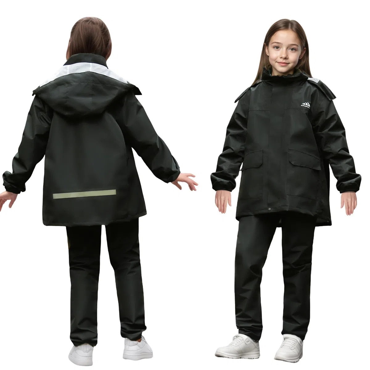 Tuta Antipioggia per Ragazze Ragazzi, Giacca Impermeabile e Pantaloni, Set Completo Pioggia Leggero Traspirante con Cappuccio e Custodia, Impermeabili Abbigliamento per 8-14 anni