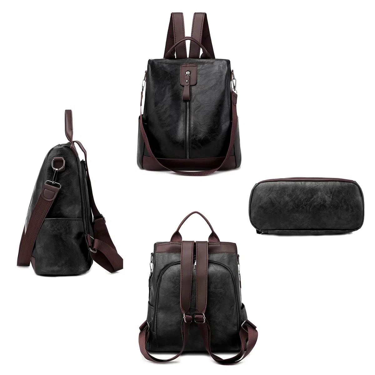 Zaino Donna Pelle Casual Antifurto: Borsa Zainetto Donna Piccola Elegante Impermeabile Daypack per Universitá Scuola Shopping Lavoro