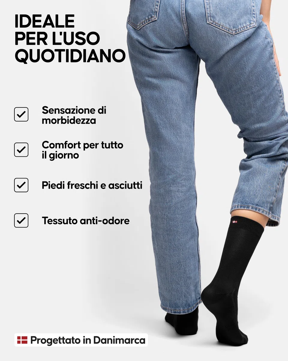 DANISH ENDURANCE Calzini Uomo Fibra di Bambù, Calze Anti-Sudore Traspiranti, Morbide e Classiche, Calze da Lavoro e Uso Quotidiano, 3 o 6 Paia