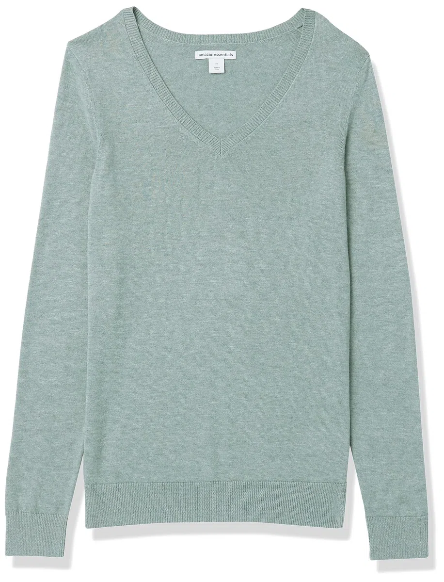 Amazon Essentials Donna Maglione Leggero a Maniche Lunghe con Scollo a V, vestibilità Classica (Disponibile in Taglie Forti)