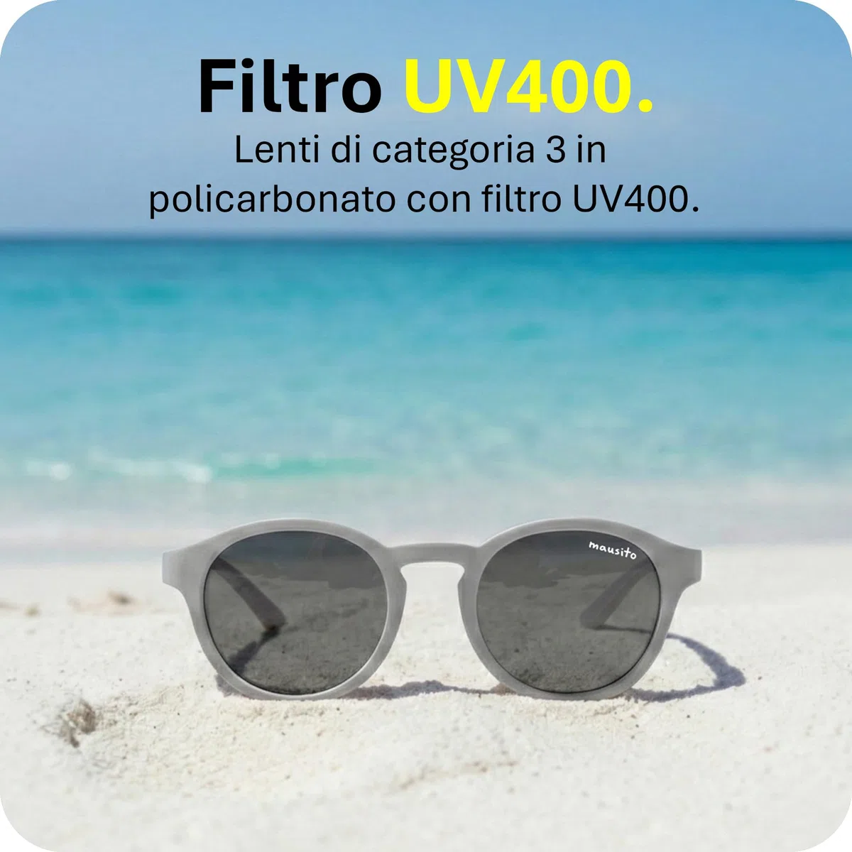 Mausito Occhiali da Sole Bambini (3-6 & 6-9 Anni) UV400 & Lenti di Categoria 3 | Aste Flessibili e liviane in TPEE & Policarbonato | Design Europeo