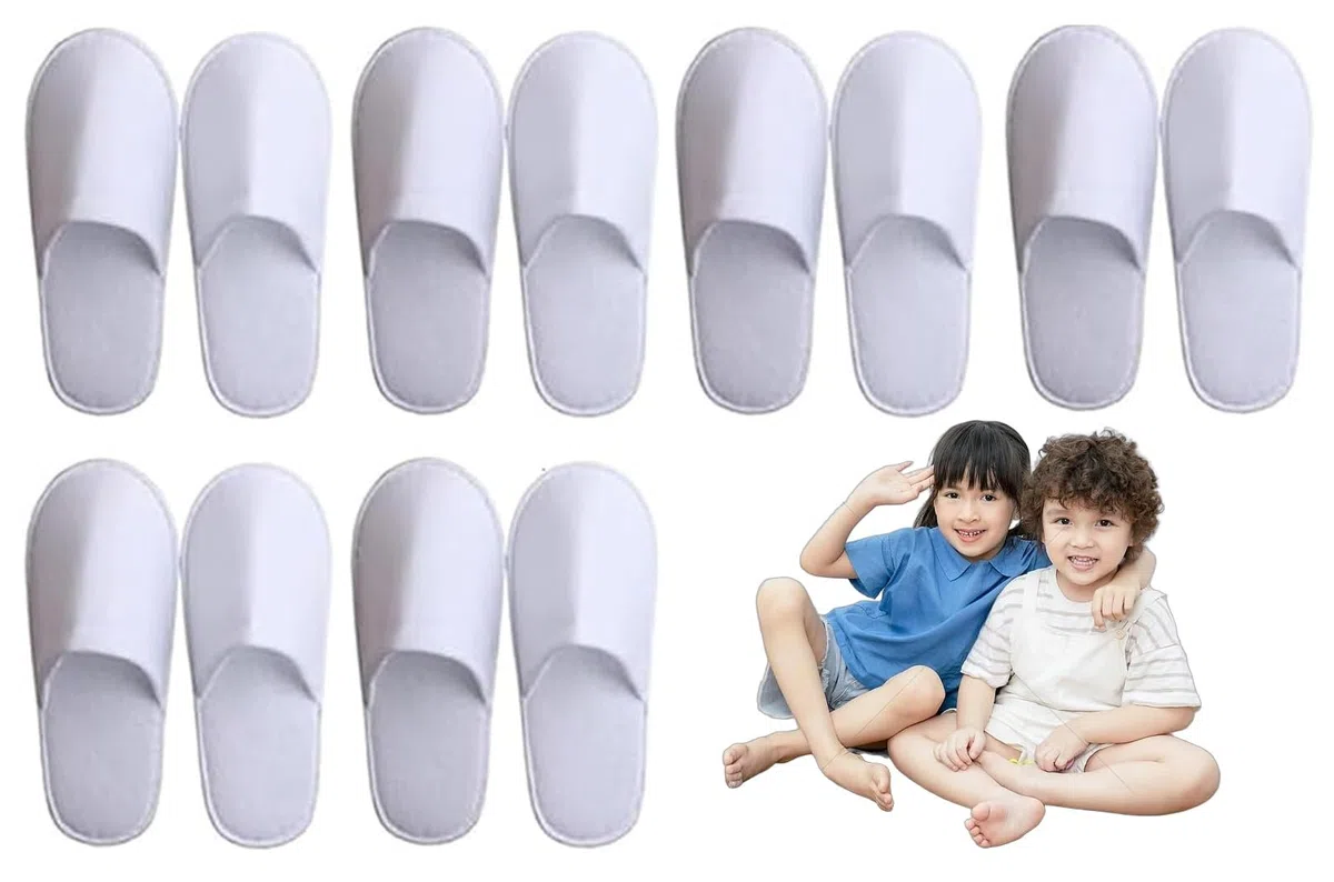 6 paia di pantofole usa e getta antiscivolo per bambini, per hotel, casa, viaggi e feste