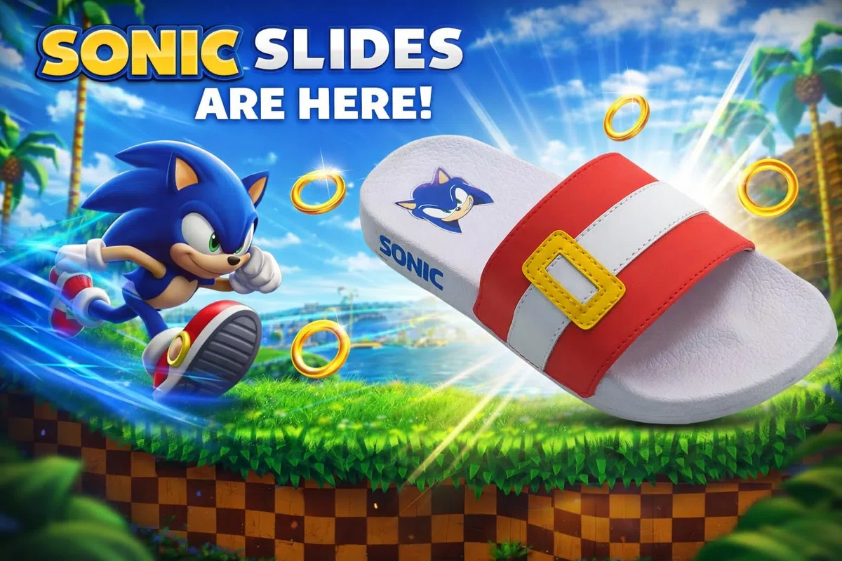 Sonic The Hedgehog Slider da piscina per ragazze o ragazzi, infradito, sandali da spiaggia per bambini, Blu, Taglia 28-37 EU