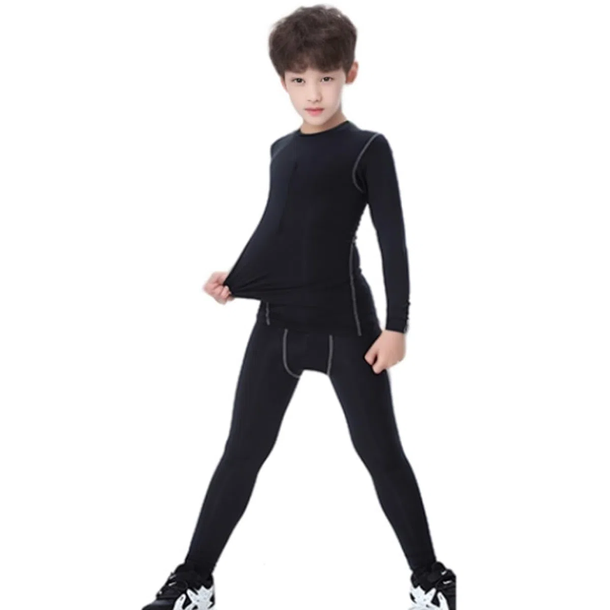Biancheria Intima Termica Ragazzi Traspirante Asciugatura Rapida Bambini Maniche Lunghe Sportiva Sets (Grey-A,28/10-11Years)