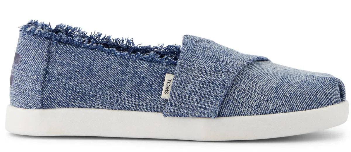 TOMS Espadrillas da Bambina Alpargata ClassicSlip-On, Denim Testurizzato Cielo Scuro con sfilacciatura, 34 EU
