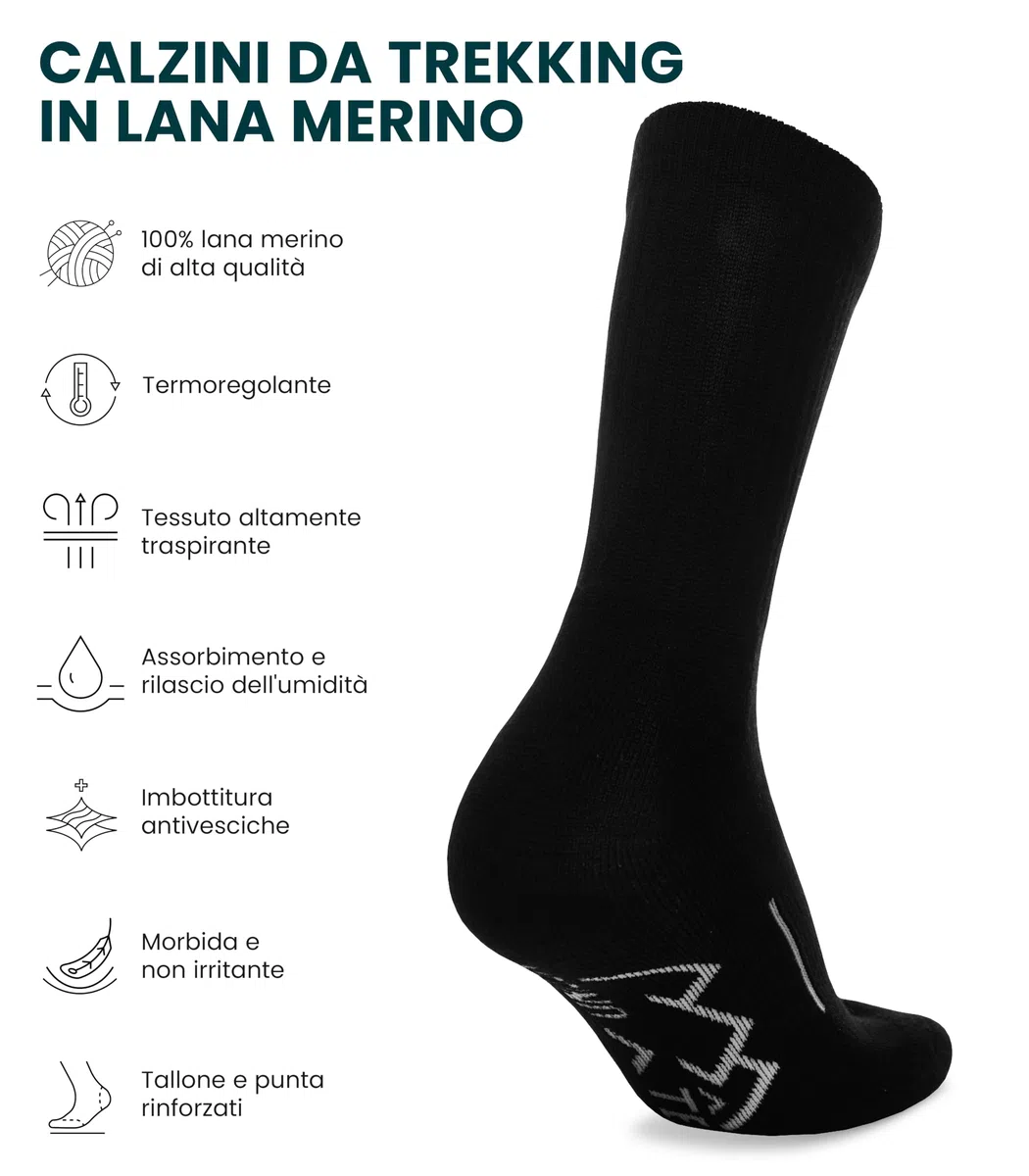 Merino.tech Calze Lana Merino Uomo e Donne - Calzini Termici, Calzini Running, Calze Trekking Lunghezza Media