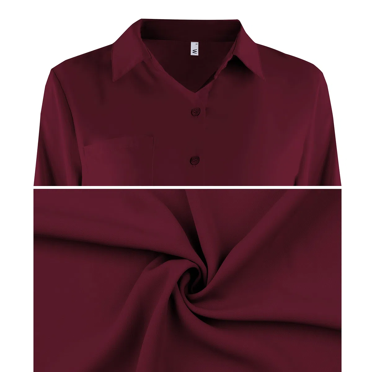 NONSAR Camicetta da Donna, Elegante, Scollo a V, a Maniche Lunghe, Casual, da Lavoro, con Bottoni, Tinta Unita