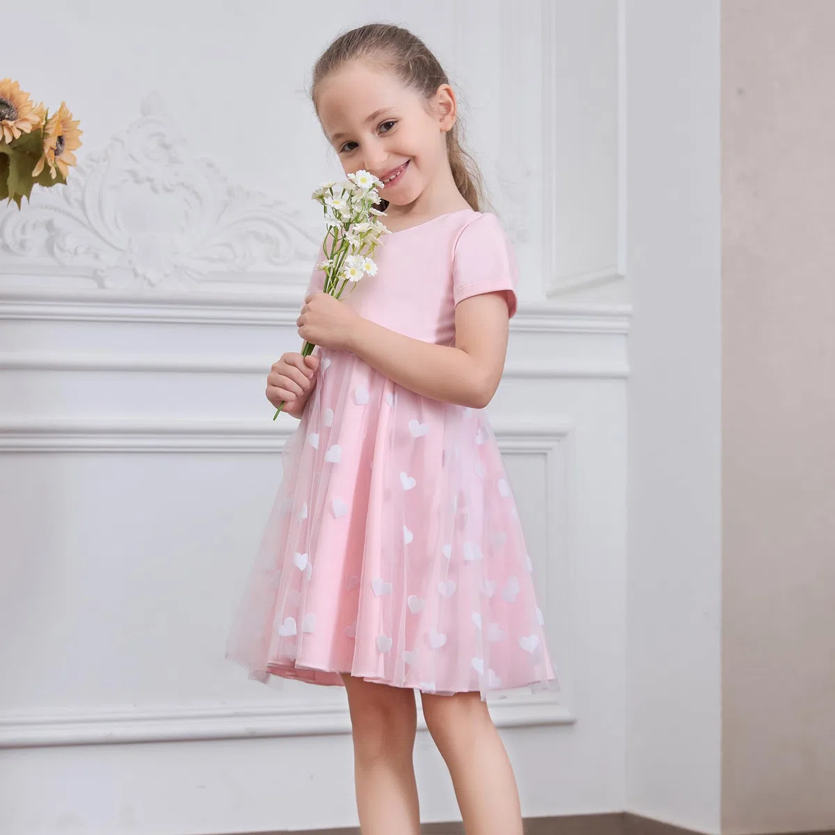 Vestito Bambina Principessa Abiti e Ragazze Cotone Ragazze Vestito Estivo Manica Elegante Abito da Sposa per Feste età 2-13 Anni