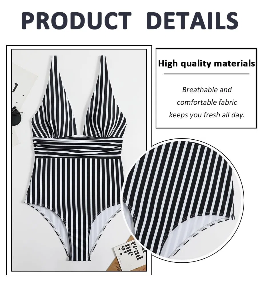 Costume da Bagno Donna Sexy Bikini Costumi Interi da Mare Spiaggia Elegante Monokini Costume Intero Donna con Laterali Costumi da Bagno Interi Donna Elegante Striscia Sexy Swimwear Costumi da Mare