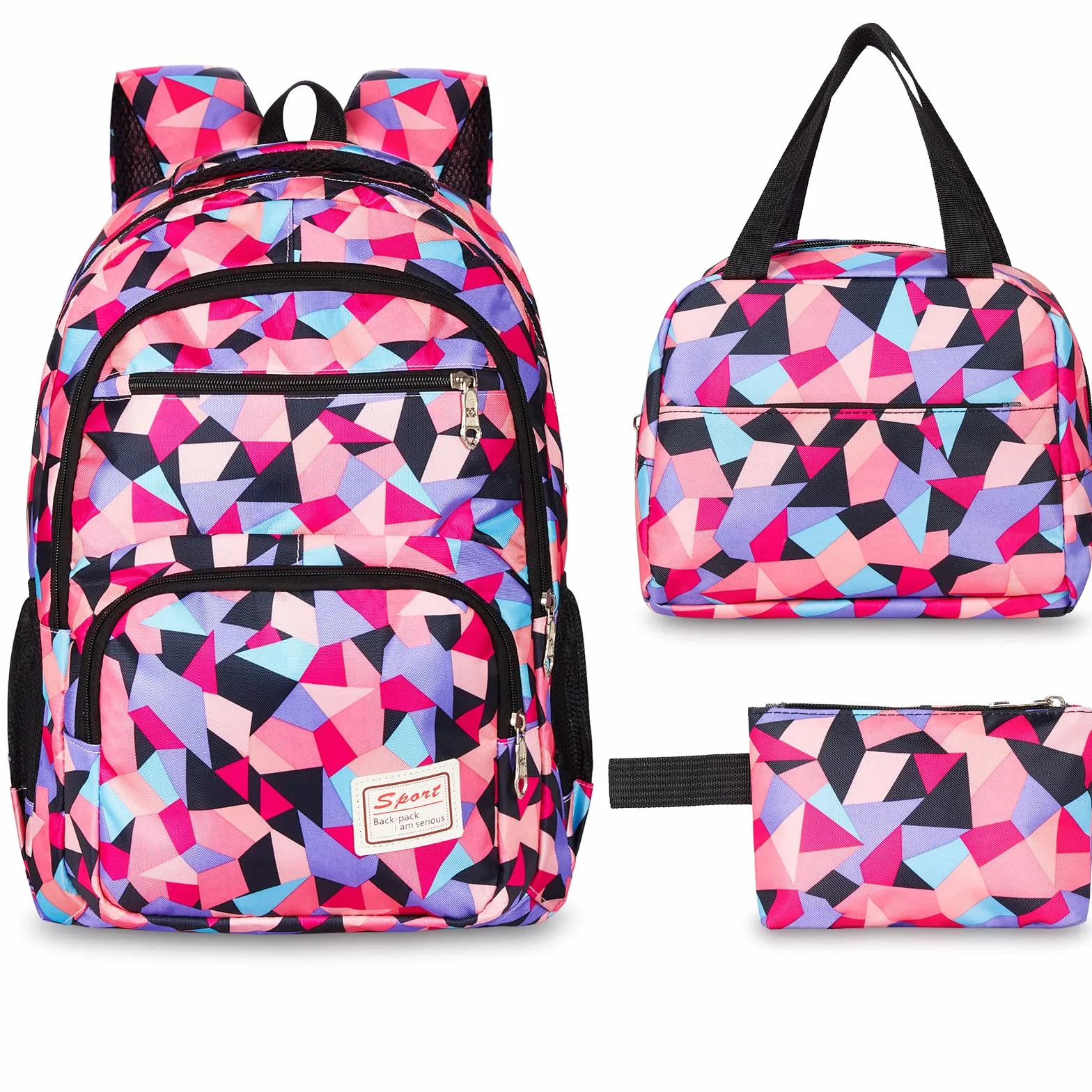 Zaino Scuola Zainetto Bambina Ragazzo per Superiore Media Università, 3 Pezzi School Bag Set Backpack Impermeabile, Grande Capacità Zainetto Ragazza Bambino per Scuola Viaggio