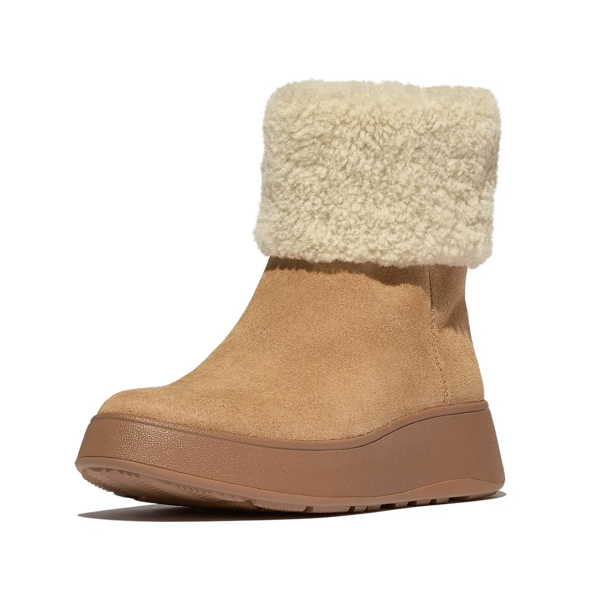 Fitflop F-Mode Shearling-Collar Zip-up Suede Ankle Boots StivalettoDonna