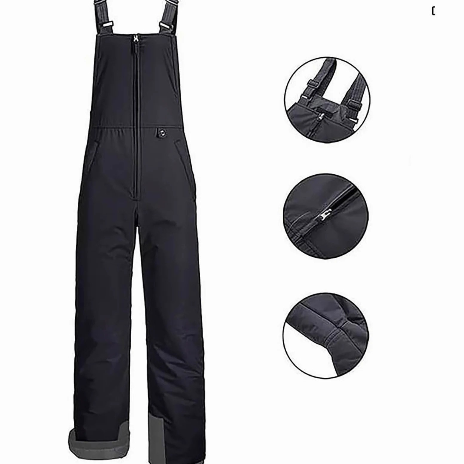 Pantaloni da sci impermeabili per bambini, unisex, spessi, caldi, con cerniera, pantaloni da neve casual per bambini, termici, salopette da snowboard, con tasche, invernali, per escursioni