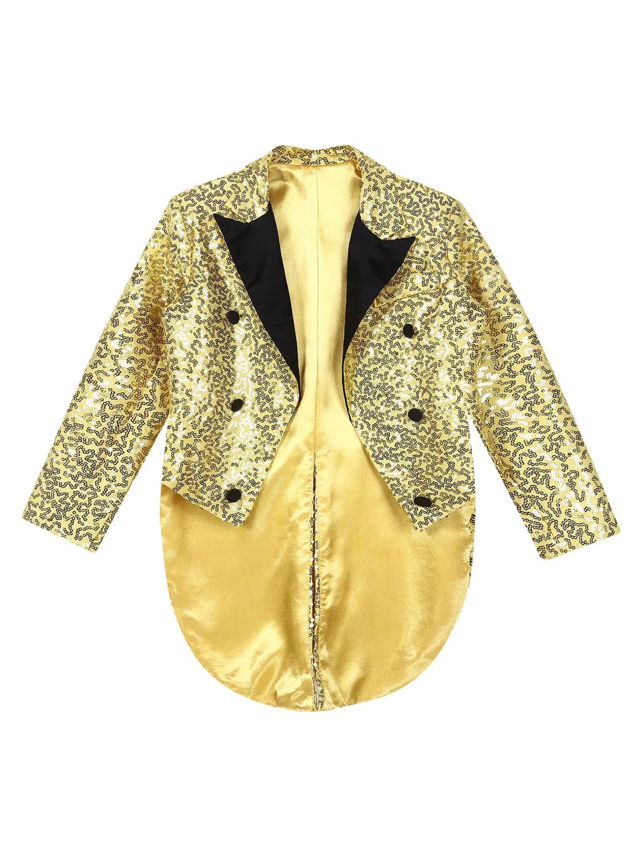 Freebily Blazer Bambini e Ragazzi Frac Giacca con Paillettes Tailcoat Cappotto Gentiluomo Giacca Tuxedo da Cerimonia Matrimonio Nuziale Formale Smoking Coprispalle Jacket