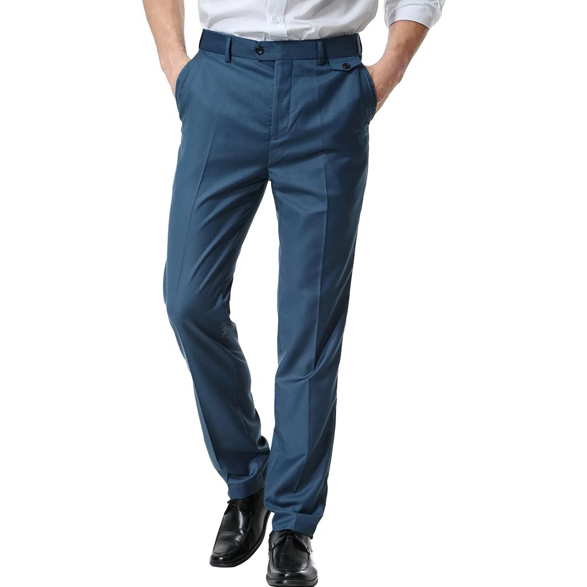 Men's Solid Stretch Flat Front Pant Modern Fit Vestito Pantaloni Slim Fit Stretch Vestito Pantaloni