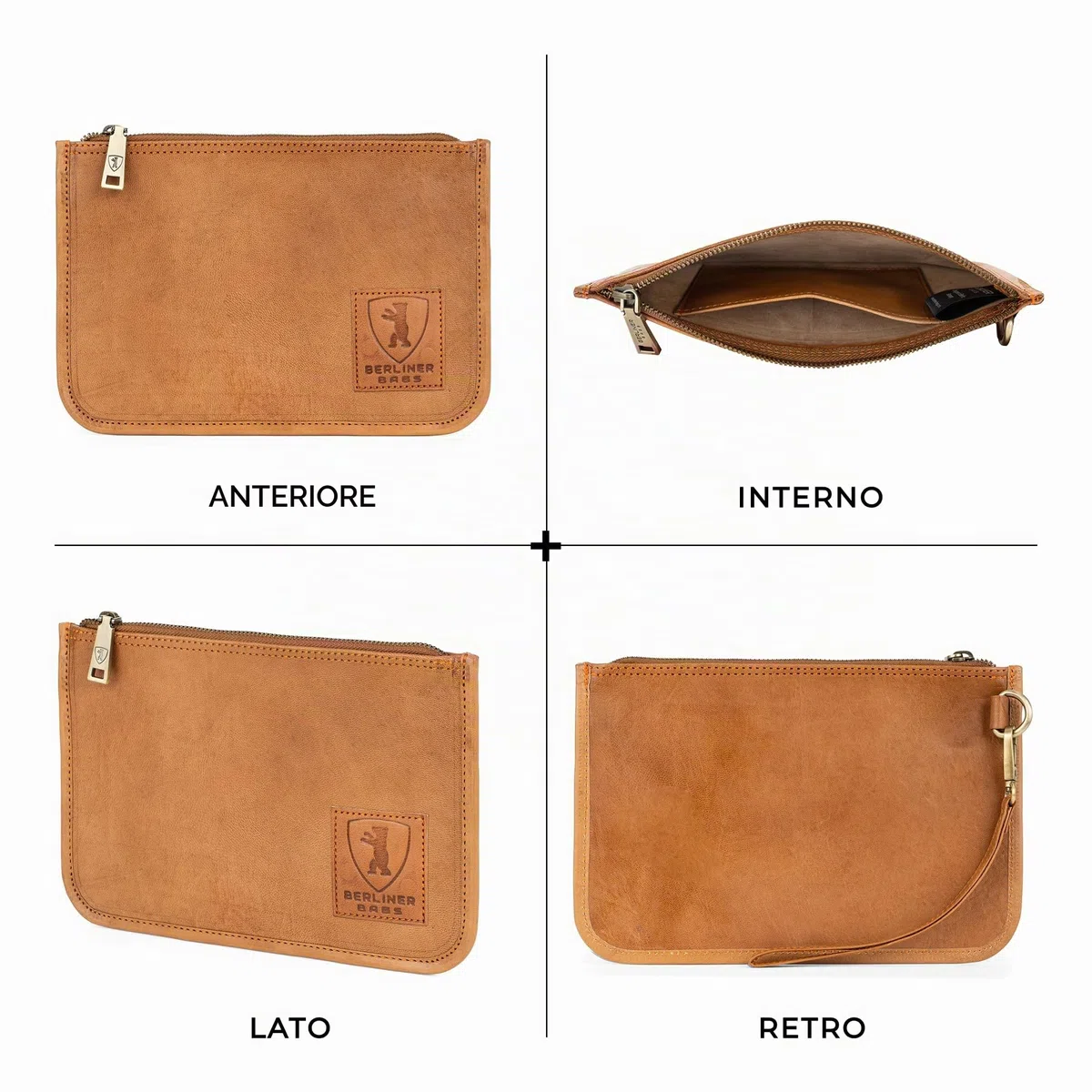 Berliner Bags Cartella Porta Documenti Theo M in Vera Pelle, Organizer da Viaggio con Zip e Laccetto Rimovibile, Porta Passaporto e Accessori, Unisex – Marrone