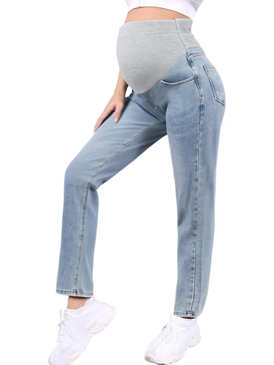Freebily Jeans Premaman per Donne Incinte Pantaloni Premaman Lunghi con Tasche Pantalone da Lavoro Casual Maternity Jeans maternità Leggings per Gravidanza