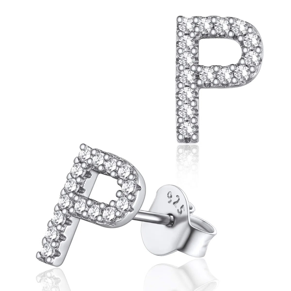 Silvora Orecchini Donna 26 Lettere in Argetno Sterling 925 S925 Orecchini Iniziale Nome AAA Zirconi intarsiati Alfabeto dalla A alla Z Minimalista Confezione Regalo Delicato